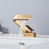 economico Rubinetti per lavandino bagno-rubinetto per lavabo del bagno, miscelatore a cascata a 7 curve, rubinetti per lavabo con maniglia singola, rubinetti per vasca monoforo con tubo per acqua calda e fredda
