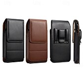 cheap Universal Phone Bags-Men Cellphone Loop Holster Case Belt Waist Bag Props PU Leather Purse Phone Wallet Vintage Belt Mobile Phone Protective Sheath
