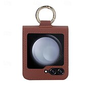 levne Pouzdra pro Samsung-telefon Carcasă Pro Samsung Galaxy Z Flip 6 Z Flip 5 Z Flip 4 Z Flip 3 Zadní kryt Slot pro kartu Prstencová spona Nárazuvzdorné Retro TPU Kov PU kůže