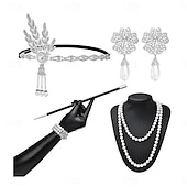cheap Accessories and More-1920s The Great Gatsby Outfits Flapper Headband The Great Gatsby Wedding Guest Collarless Women&#039;s Halloween Carnival Masquerade Party Wedding Reception Bachelorette Party Adults&#039; 1 Bracelet Gloves