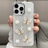 levne Pouzdra pro iPhone-telefon Carcasă Pro iPhone 16 iPhone 15 Pro Max Plus iPhone 14 13 12 Pro Max Plus Zadní kryt Průsvitný Bling Glitter Lesklé Nárazuvzdorné Motýl PC