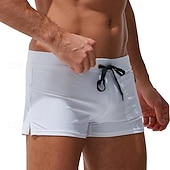 cheap Men's Swim Shorts-Men's Board Shorts Swim Shorts Swim Trunks Drawstring Elastic Waist Plain Comfort Quick Dry Short Holiday Beach Weekend Fashion Casual Black White Micro-elastic