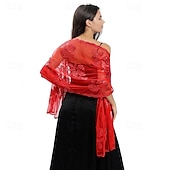 お買い得  ショール-花嫁と花嫁介添人のための大きな牡丹のスパンコールの刺繍のショール、ウェディングドレス、イブニングドレス、女性用ショール