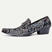 billiga Premium läder Loafers-Herr Tofflor och Slip-Ons Tryck skor Klänningslakor Läder Mocka Bekväm Halksäker Loafers Svart