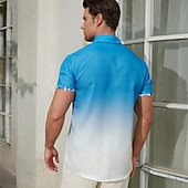 voordelige Bloemenprint-Voor heren Verloop Overhemd Hawaiiaans overhemd Aloha-shirt Korte mouw Overhemd Strijkijzer Casual Buiten Straat Casual / Dagelijks blauw S M L