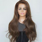 voordelige Pruiken van echt haar, met kanten voorzijde-Remy mensenhaar 4x13 Sluiting Pruik Gratis deel Braziliaans haar Golvend Kastanjebruin Pruik 130% 150% Haardichtheid met babyhaar 100% Maagd Pre-geplukt Voor Dames Lang Kanten pruiken van echt
