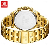 baratos Relógios Quartz-Relógio OLEVS 9913 para homens esportivo negócios oco à prova d&#039;água luminoso cronógrafo de aço inoxidável relógio de quartzo de luxo em ouro para homens