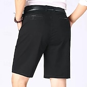 economico pantaloncini da lavoro-Per uomo Pantaloncini eleganti Pantaloncini da lavoro Pantaloncini da golf Tinta unica Resistente alle rughe Lunghezza del ginocchio Pantaloncini Verde militare Nero Vita alta Anelastico