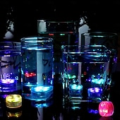ieftine Lumini Subacvatice-Lumină cu LED pentru piscină submersibilă cu telecomandă rgb Lumină pentru scufundări pentru acvariu, alimentată cu baterie, lumină subacvatică 3 LED, iaz de nuntă, piscină, cadă de baie, vază de petrecere în acvariu, 1 buc.