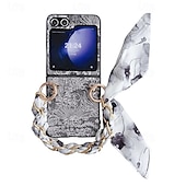 cheap Samsung Cases-Phone Case For Samsung Galaxy Z Flip 5 Z Flip 4 Z Flip 3 Back Cover with Wrist Strap Shockproof PC Metal