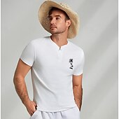 economico T-shirt e Canottiere Elite da Uomo-Per uomo Albero di Cocco Maglietta Maglia Henley 100% Cotone Manica Corta Grafico Camicia Bianco Blu Grigio Maglietta comoda Vacanza Streetwear Abbigliamento di stilista