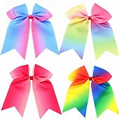 billige Pride-parade des-4 stk pride sløyfe skinnbånd hårløkke trådbånd stor svalehale gradient regnbuebånd hodeplagg