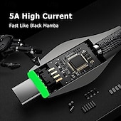 tanie Kable do telefonów komórkowych-Kabel do transmisji danych lampy typu Snakehead ze stopu cynku o mocy 100 W nadaje się do kabla do szybkiego ładowania danych typu C Black Mamba 5a