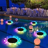 preiswerte Unterwasserlampen-RGB-Schwimmlicht, Solar-LED-Poollicht, wasserdichtes Gartenlicht für den Außenbereich, für Schwimmbad, Teich, Ferienpark, Landschaftsdekoration, 1/2 Stück