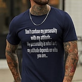 voordelige Grafisch T -shirt voor heren-Mannen&#039;s Grafische Tee Korte Mouw - &#039;Persoonlijkheid vs. Attitude&#039; Statement Top