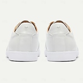 preiswerte Premium Leder Sneaker-Herren Turnschuhe Weiße Schuhe Premium-Leder Komfortabel Rutschfest Schnürsenkel Weiß