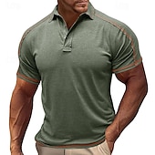 preiswerte Klassisches Poloshirt für Herren-Herren Poloshirt Golfhemd Arbeit Geschäft Gerippter Polokragen Klassisch Kurzarm Basic Modern Feste Farbe Patchwork Taste Frühling Sommer Regular Fit Hellgrün Pink Blau Violett Khaki Grau Poloshirt