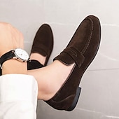 preiswerte Herrenpantoletten &amp; -slipper-Herren-Loafer aus Wildlederimitat – klassische Slipper mit niedrigem Absatz und weicher Sohle für den Alltag