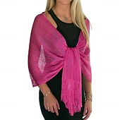 billige Sjal-Sjale Sjal til kvinner Glitter Glitrende Ermeløs Polyester Bryllup Wrap Med Dusk Til Bryllup Vår sommer