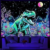お買い得  ブラックライトタペストリー-ブラックライトタペストリー UV反応性、暗闇で光る、光るパーティー、ネオン、恐竜、森、自然、サイケデリック、トリッピー、霧、吊り下げタペストリー、リビングルーム、寝室用ウォールアート、壁画