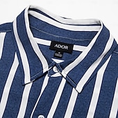 preiswerte Herren Elite Hemden-Herren Hemd Sommerhemd Freizeithemd Knopfhemd Blau Leicht Blau Kurzarm Streifen Revers Urlaub Alltagskleidung Bekleidung Kunstseide Mode Hawaiianisch Lässig Strand