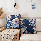 abordables style floral &amp; végétal-Housse de coussin décorative à fleurs aquarelle, taie d&#039;oreiller carrée douce, pour chambre à coucher, salon, canapé, chaise, 2 pièces