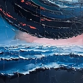 preiswerte Ölgemälde-handgemachtes Ölgemälde Leinwand Wandkunst Dekor original buntes Sternenhimmel Gemälde abstrakte Nachtszene Malerei Wohndekor mit gespanntem Rahmen ohne Innenrahmen Gemälde