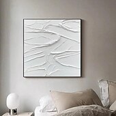 abordables Peintures Abstraites-peint à la main 3d texturé blanc peinture abstraite sur toile 3d texturé art mural boho moderne toile art salon décor pattle couteau peinture à l&#039;huile décor à la maison hôtel pièce d&#039;art