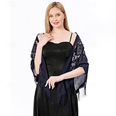 billiga Sjalar-Sjalar Sjalar till damer Elegant Brudkläder Ärmlös Polyester Brudsjalar Med Ren Färg Till Fest Vår &amp; sommar
