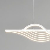 economico Luci a sospensione-lampada a sospensione a led lampade a sospensione lineari dimmerabili a striscia lunga lampade a sospensione in metallo bianco con paralume in acrilico 1 luce 100 cm caffè da cucina 110-240v solo