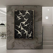 preiswerte Ölgemälde-handgemachtes Ölgemälde Leinwand WandKunst Dekor Original weißes Vogel Gemälde abstraktes Tiergemälde Wohndekor mit gespanntem Rahmen ohne Innenrahmen Gemälde