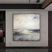 cheap Oil Paintings-Abstract Skyline Painting hand painted Extra large wall art pain ting handmade gray landscape painting on canvas large wall art gold abstract mordern painting for Bedroom Living room painting