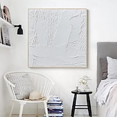 abordables Peintures Abstraites-peint à la main 3d texturé blanc peinture abstraite sur toile 3d texturé art mural boho moderne toile art salon décor pattle couteau peinture à l&#039;huile décor à la maison hôtel pièce d&#039;art