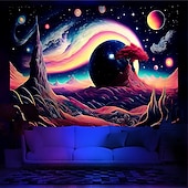 رخيصةأون Tapestries Blacklight-نسيج أسود يتفاعل مع الأشعة فوق البنفسجية ويتوهج في الظلام، حفلة مضيئة، شجرة نيون كون، قمر، مخدر، ضبابي، نسيج معلق، لوحة جدارية فنية لغرفة المعيشة
