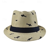 economico Cappello Fedora-Per uomo Cappello del Kentucky Derby Cappello da Sole Cappello da festa Bianco Kaki Cotone Moda Casual Streetwear Quotidiano Pesce Protezione solare Traspirante