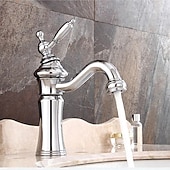 baratos Torneiras de Lavatório de Casa de Banho-Torneira pia do banheiro - Cascata Galvanizar Conjunto Central Monocomando e Uma AberturaBath Taps