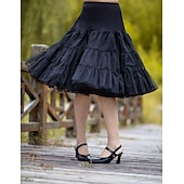 cheap Petticoat-Princess Lolita 1950s Knee Length Petticoat Hoop Skirt Tutu Under Skirt Solid Colored Women&#039;s Bachelorette Party Petticoat