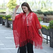 cheap Shawls-Shawls Women&#039;s Wrap Elegant Bridal Sleeveless Polyester Wedding Wraps With Pure Color For Party Spring &amp; Summer