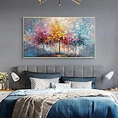 preiswerte Baumölgemälde-bunte Bäume Ölgemälde auf Leinwand große handgemalte Wandkunst abstrakte Wald Ölgemälde Wandkunst Landschaft Ölgemälde moderne Blumen Baum Gemälde für Wohnzimmer Wohnkultur Geschenk