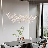 baratos Candelabros de Cristal-Lustre led branco quente 100cm 8 luzes design exclusivo lustre de flor de cristal restaurante luxo arte italiana bar ilha candeeiros de mesa criativo metal sala de jantar 110-240v