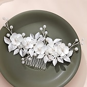 abordables Tocado para dama de honor-Peines de pelo Vestimenta de Cabeza Perla Artificial Legierung Boda cóctel Elegante Lujo Con Perlado Artificial Color Puro Celada Sombreros