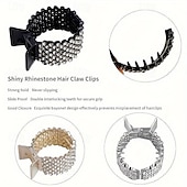 abordables Accessoires de coiffure-3 pièces, pinces à cheveux élégantes en strass brillant de qualité supérieure, boucles fixes pratiques pour queue de cheval à la mode, fournitures de fête décontractées pour femmes et filles,