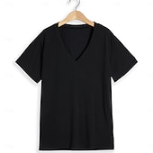 preiswerte Basic-T-Shirts-2 Stück Herren T-Shirt Tee Top Kurzarm Kurzarm V-Ausschnitt Sommer Frühling Unifarben Designer Basic Modern Zeitgenössisch Klassischer Stil Basic Urlaub Street Casual Schwarz Weiß Tee