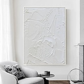abordables Peintures Abstraites-peint à la main 3d texturé blanc peinture abstraite sur toile 3d texturé art mural boho moderne toile art salon décor pattle couteau peinture à l&#039;huile décor à la maison hôtel pièce d&#039;art