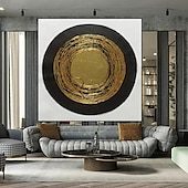 cheap Abstract Paintings-Hand Painted Modern Canvas Circle Gold Foil Abstract Pattern Nordic Abstract Wall Art Home Decor Module Living Room Nordic Home Decor Painting Home Decor Stretched Frame Ready To Hang Or No Frame
