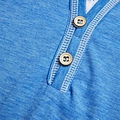 preiswerte Lässiges Henley-T-Shirt-Herren Henley Shirt T-Shirt Langarm Patchwork Designer Retro Vintage Basic Knopf hoch gefälschtes zweiteiliges Henley Urlaub Strasse Casual Sommer Schwarz Blau Grün Henley T-Shirt