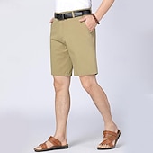 economico pantaloncini da lavoro-Per uomo Pantaloncini eleganti Pantaloncini da lavoro Pantaloncini da golf Tinta unica Resistente alle rughe Lunghezza del ginocchio Pantaloncini Verde militare Nero Vita alta Anelastico