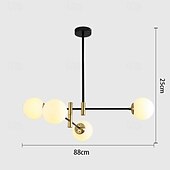 baratos Luzes pendentes-Luminária pendente de led em vidro, 88cm, 4 cabeças/6 cabeças, formato de feijão mágico, iluminação, quarto nórdico, sala de estar, 110-240v