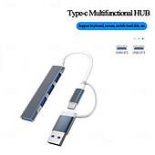 Недорогие Кабели для мобильных телефонов-USB-концентратор 4 в 1, тип C-USB 3.0, USB 2.0 с адаптером USB-C-USB A, 4 порта, док-станция mini USB, совместимая с macbookipad prodell, ноутбуками HP
