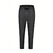 baratos calça casual-Homens Calças Calça verão Calça casual Bolsos Com Cordão Cintura elástica Listra Conforto Trabalho O negócio Diário Moda Estilo Clássico Preto Azul Real Micro-Elástica
